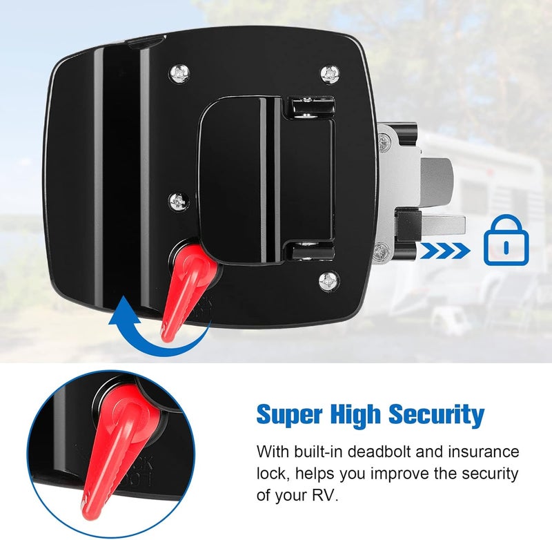 BEBOBLY 2 Packs RV Locks for Travel Trailers, RV Entry Door Lock with Paddle Deadbolt, 100% Zinc Alloy Metal Camper Door Latch Replacement Kit, with RV Keys for Camper Cargo Hauler, Black - Image 3